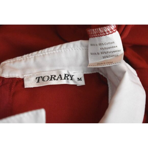 Torary Red Peter Pan Collar Skater Dress Women's M Academia Fit & Flare Holiday - Picture 7 of 10